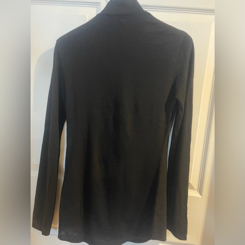 Balmain 100% wool Black Turtleneck with Gold Button Detail size 40 2 small holes - Picture 4 of 10